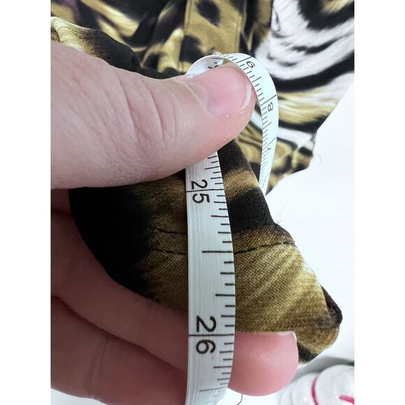 VTG 90s Top Womens Leopard Print Animal Cheetah Medium V-neck 70s Style Collar - Picture 14 of 15